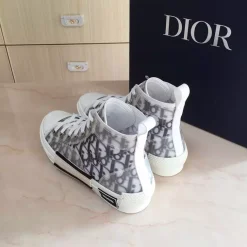 DIOR B23 HIGH-TOP SNEAKER WHITE AND BLACK DIOR OBLIQUE CANVAS – I088